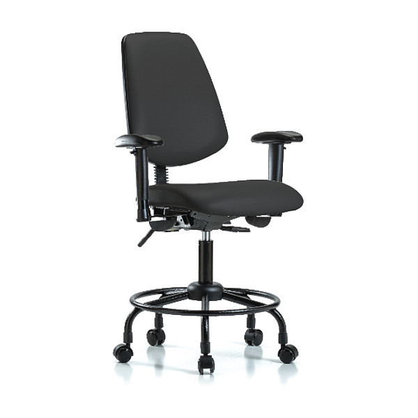 Blue Ridge Ergonomics Medium Bench Chair, Vinyl, 23" to 31" Height, Adjustable Arms, Black BR-VMBCH-MB-RT-T0-A1-RC-8540