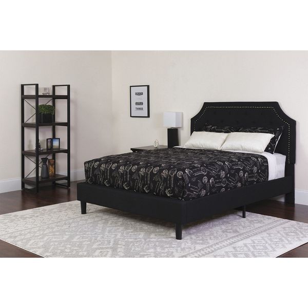 Flash Furniture Brighton Queen Platform Bed, Black SL-BK4-Q-BK-GG