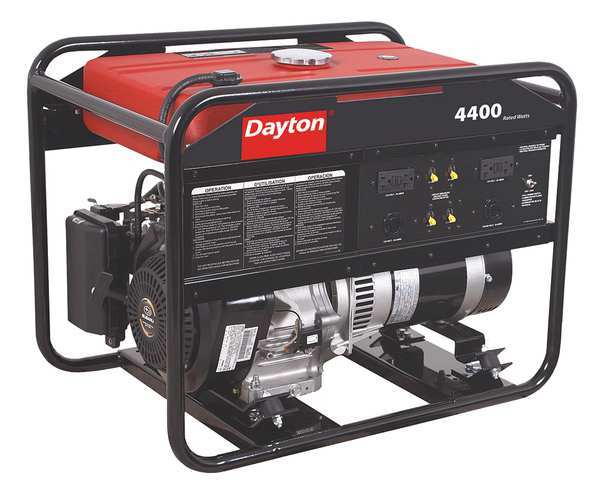 Dayton Portable Generator, Gasoline, 4,400 W Rated, 8,000 W Surge, Recoil Start, 120/240V AC, 41.7/20.8 A 38AW97