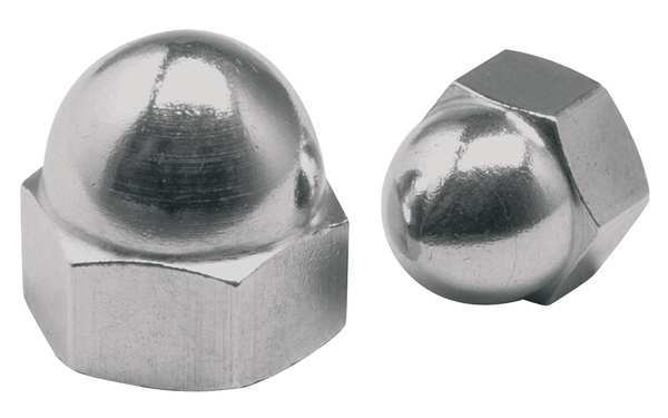 Zoro Select Standard Crown Cap Nut, 7/8"-14, 316 Stainless Steel, Plain, 1-23/64 in H CPB279