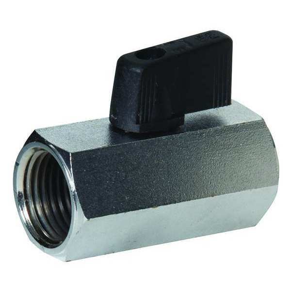 Zoro Select 1/2" FNPT Nickel Brass Mini Ball Valve Inline G-CBV-50