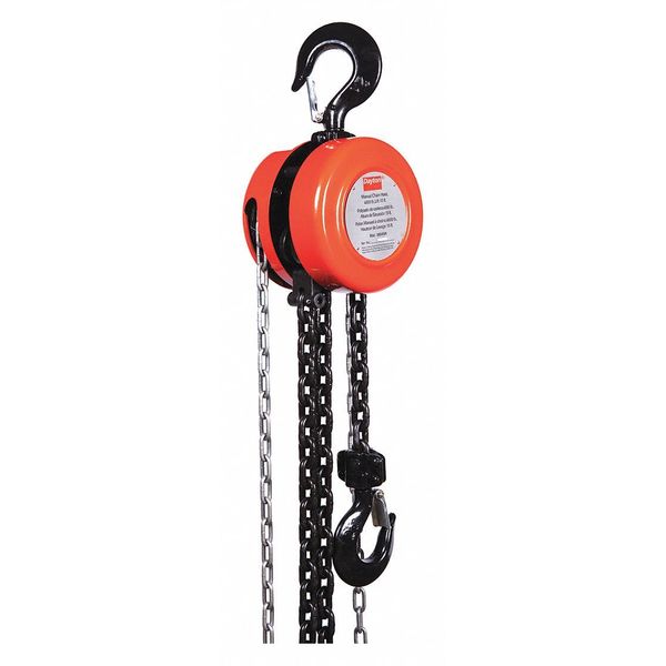 Dayton Low Headroom Chain Hoist, 4000 lb., 15 ft. 38EV09