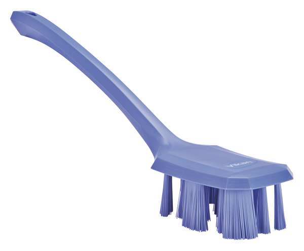 Vikan 2 7/8 in W Scrub Brush, Stiff, 11 1/4 in L Handle, 4 3/4 in L Brush, Purple, Plastic 41968