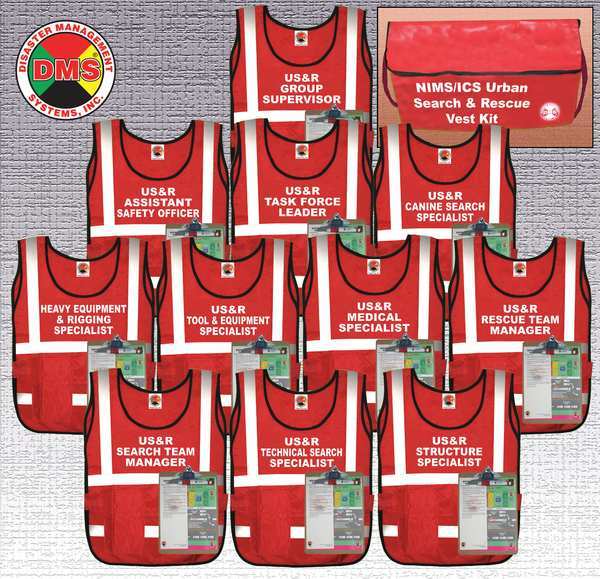 Disaster Management Systems Urban Search and Rescue Vest Kit, 11Vests DMS 05308