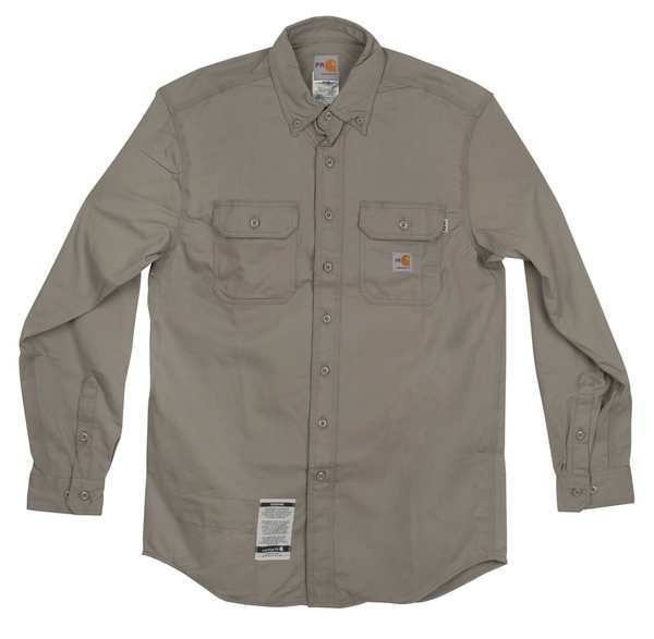 Carhartt Carhartt Flame Resistant Collared Shirt, Gray, Twill/Cotton, L ...