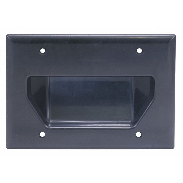Monoprice Wall Plate, Cable, Recessed, 3G, Blk 4002