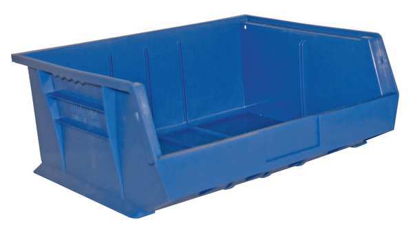 Durham Mfg 75 lb Hang & Stack Storage Bin, Copolymer Polypropylene, 16-3/4 in W, 7 in H, Blue, 14-5/8 in L PB30250-52