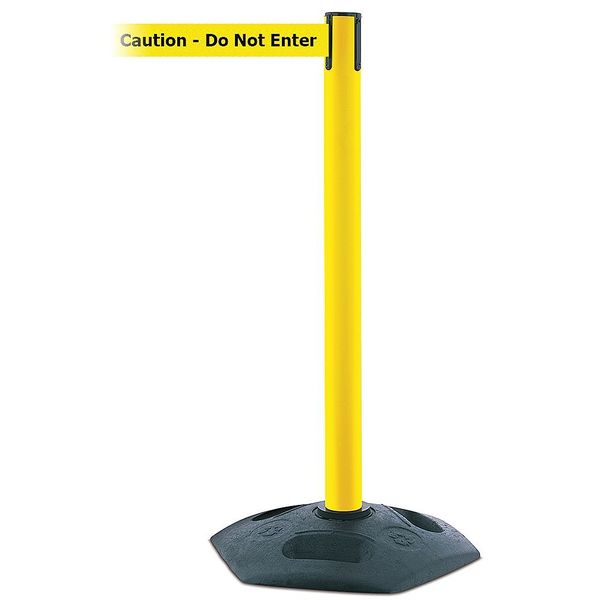 Tensabarrier Barrier Post with Belt, 13 ft., PVC, Yellow 886-35-MAX-NO-YAX-C