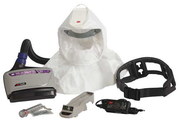 3M NIOSH Approved Gas, Particulate, Vapor Belt-mounted PAPR Kit with Hood TR-600-ECK