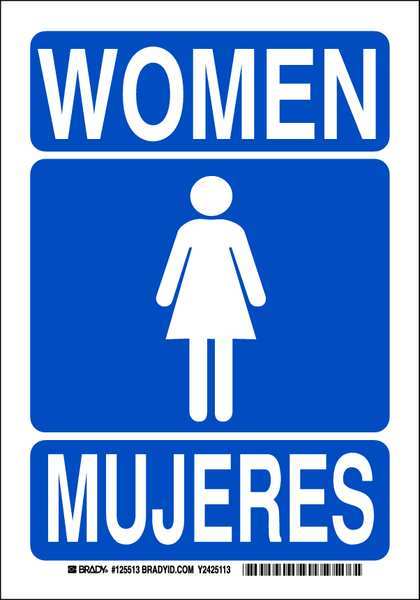 Brady Restroom Sign, Bilingual, Poly, 10 x7", 125513 125513