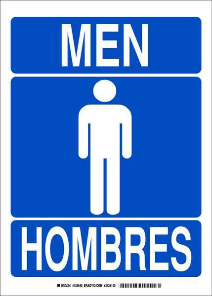 Brady Restroom Sign, Bilingual, Poly, 14 x10 in, 125540 125540