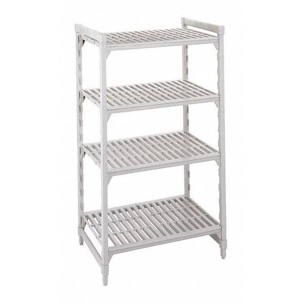 Cambro Starter Plastic Shelving Unit, Vented Style, 4 Shelves, Speckled Gray EACPU245472V4480