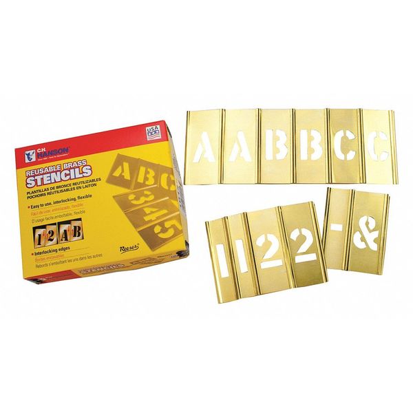 C.H. Hanson Interlocking, Brass Stencil Set, 1", 77pcs 10108