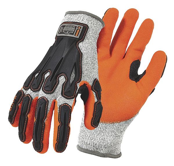 Proflex By Ergodyne Impact Gloves, Level 5, Gray/Orange, 2XL, PR 922CR