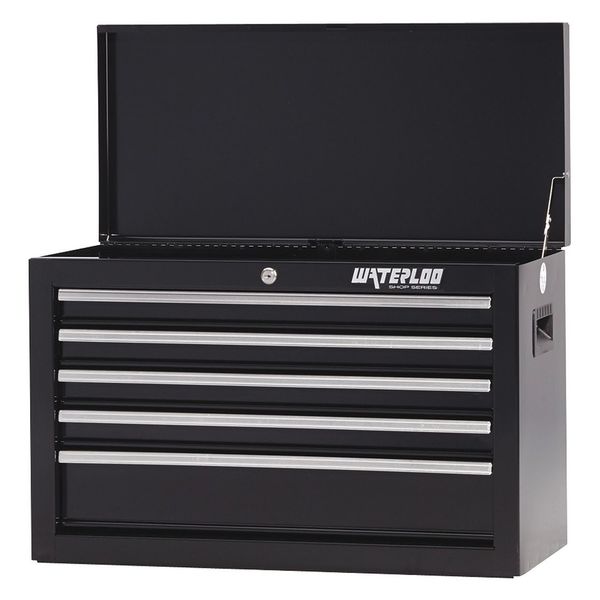 Waterloo Shop Top chest, 5 Drawer, Black, Steel, 26 in W x 12 in D x 17-1/2 in H SCH-265BK-B