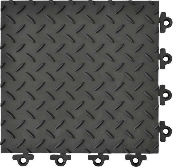 Notrax Interlocking Antifatigue Mat Tile, PVC, 12 in Long x 12 in Wide, 1 in Thick, 12 PK 621STL12BL