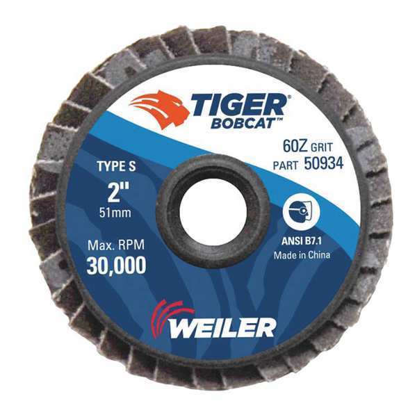 Weiler 2" BobCat Mini Abrasive Flap Disc Flat (TY27) Type S Mount 60Z 50934