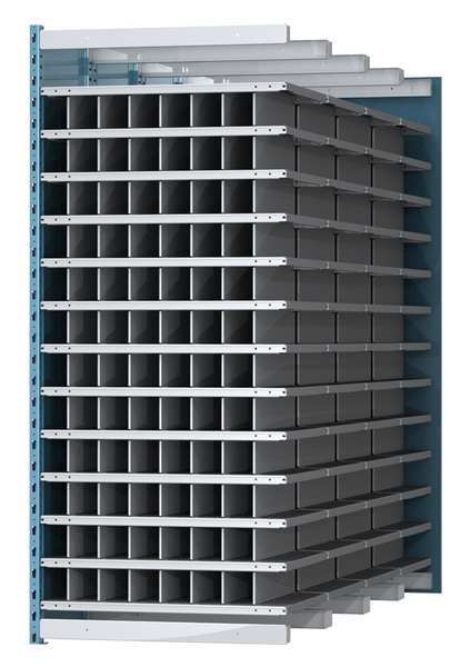 Hallowell Steel Add-On Pigeonhole Bin Unit, 96 in D x 87 in H x 36 in W, 13 Shelves, Blue/Gray AHDB104-96PB