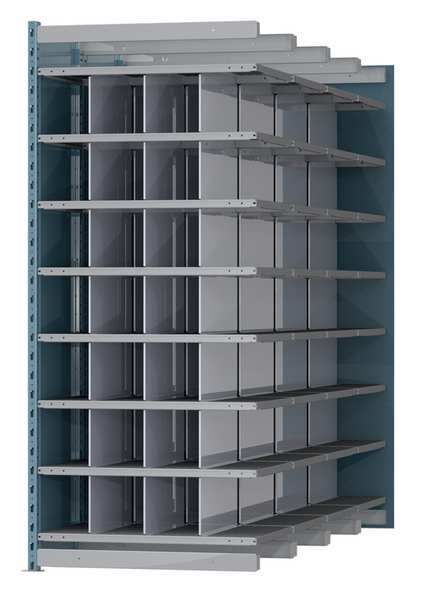 Hallowell Steel Add-On Pigeonhole Bin Unit, 96 in D x 87 in H x 36 in W, 8 Shelves, Blue/Gray AHDB28-96PB