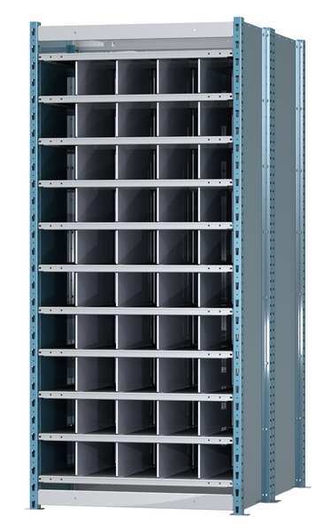 Hallowell Steel Starter Pigeonhole Bin Unit, 48 in D x 87 in H x 36 in W, 12 Shelves, Blue/Gray HDB50-48PB