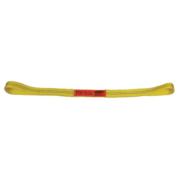 Lift-All Web Sling, Flat Eye and Eye, 6 ft L, 2 in W, Nylon, Yellow EE1202NFX6