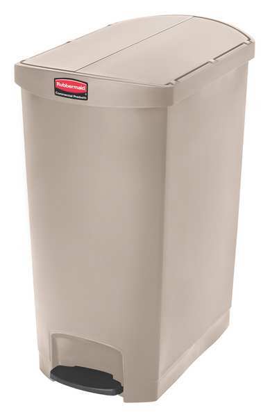 Rubbermaid Commercial 24 gal Rectangular Trash Can, Beige, 15 3/4 in Dia, Step-On, Plastic 1883553