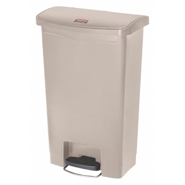 Rubbermaid Commercial 13 gal Rectangular Trash Can, Beige, 17 3/4 in Dia, Step-On, Plastic 1883458