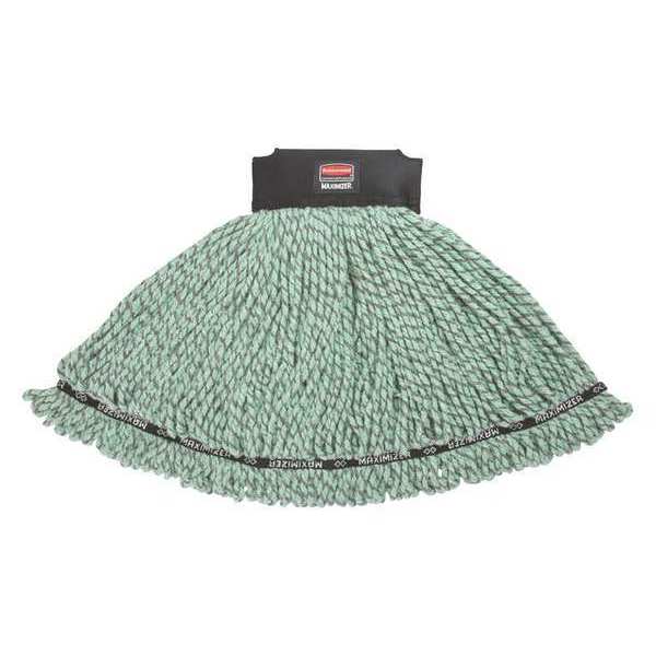 Rubbermaid Commercial 1 in String Wet Mop, 16 oz Dry Wt, Slide On Connection, Looped-End, Green, Microfiber 1924815