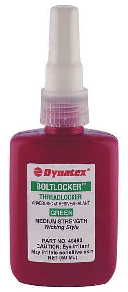 Dynatex Wicking Grade Threadlocker, Boltlocker, Medium Strength, Liquid, 50 mL Bottle 49463GN10