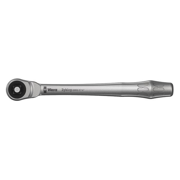 Wera 1/2" Drive 76 Geared Teeth Pear Head Style Hand Ratchet, 11" L, Satin Finish 05004063001