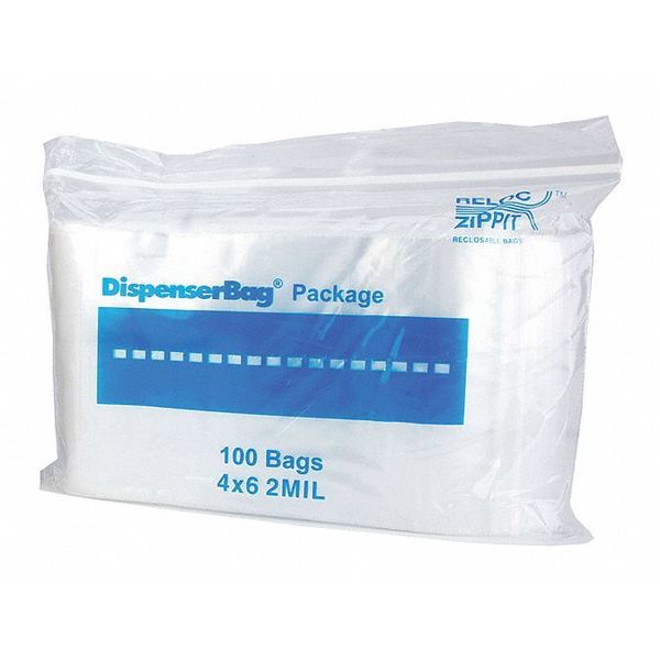 Reloc Zippit Reclosable Poly Bag 2-MIL, 4"x 6", Clear R46