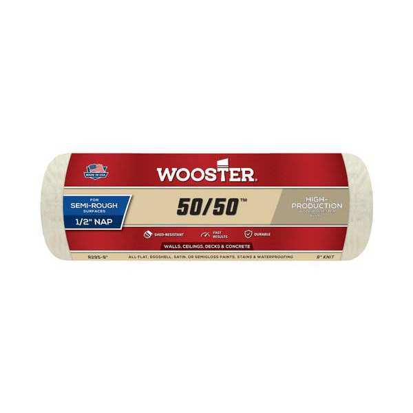 Wooster 9" Paint Roller Cover, 1/2" Nap, Knit Lambswool/Polyester R295-9