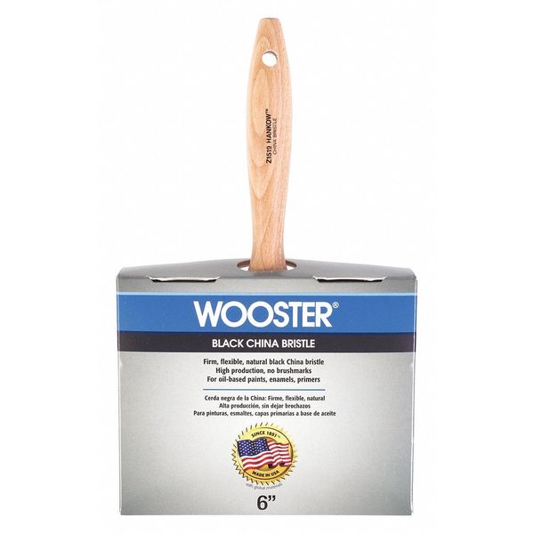 Wooster 6" Block Paint Brush, Black China Bristle, Sealed Maple Wood Handle Z1519-6