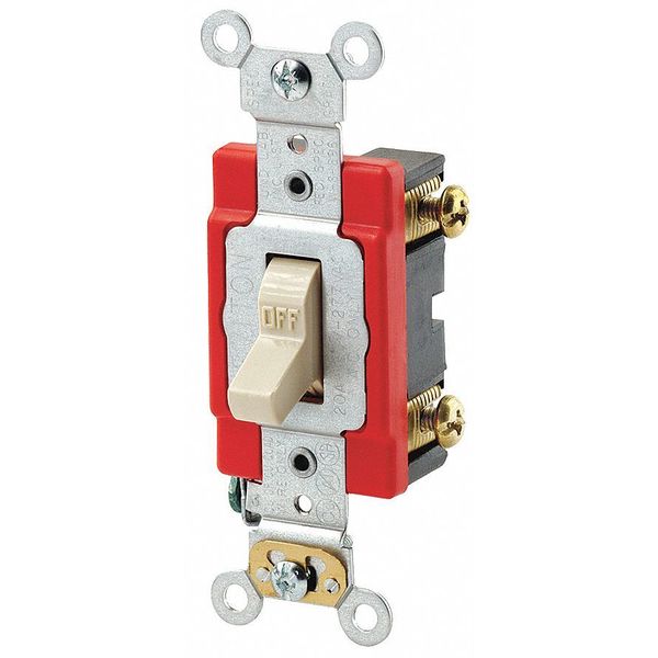 Leviton Wall Swtch, 1-Pol, 120/277V, 20A, Ivry, Toggl A1221-2I