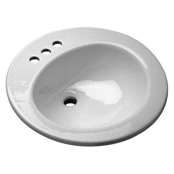 Zurn Lavatory Sink, Drop In, Vitreous China White, Bowl Size 15" Z5124
