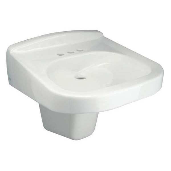 Zurn Lavatory Sink, Vitreous China, White, Wall Mount Bowl Size 16" Z5324-PED