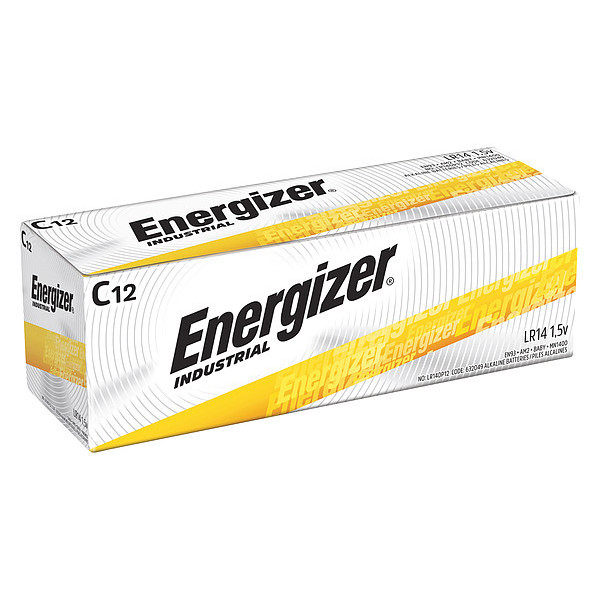 Energizer Industrial C Alkaline Battery, 1.5V DC, 12 Pack EN93