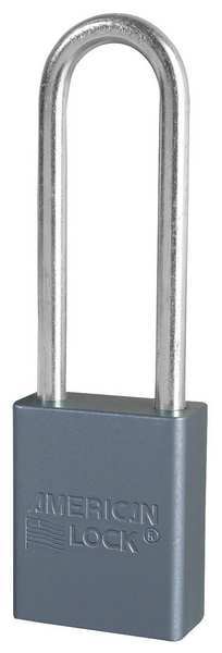 American Lock Padlock, Keyed Different, Long Shackle, Rectangular Aluminum Body, Hardened Steel Shackle, 3/4 in W A32