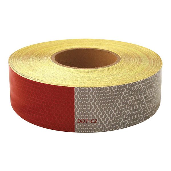 Imperial Supplies Reflective Tape, Roll, 2 in. W, Red/Silver 38XF47