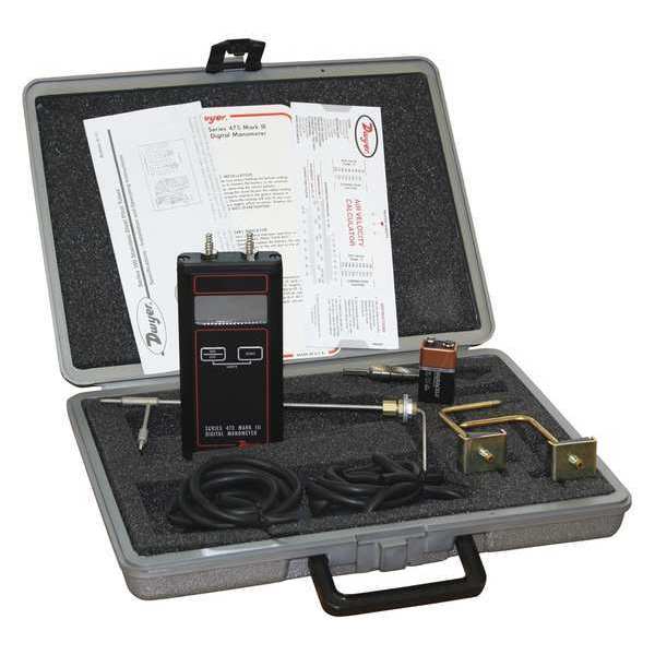 Dwyer Instruments Air Velocity Kit, Digital, 40.00 In WC 475-2-FM-AV