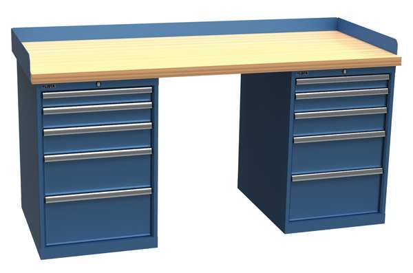 Lista Workbenches, Butcher Block, 72" W, 35-1/4" Height, 1000 lb., Pedestal XSWB142-72BTBB