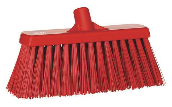 Vikan 11-1/4 in Sweep Face Broom Head, Stiff, Synthetic, Red 29154