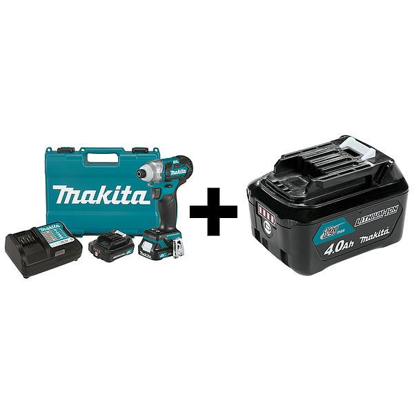 Makita Brushless Impact Driver Kit, 12V Max CXT DT04R1 BL1041B Zoro