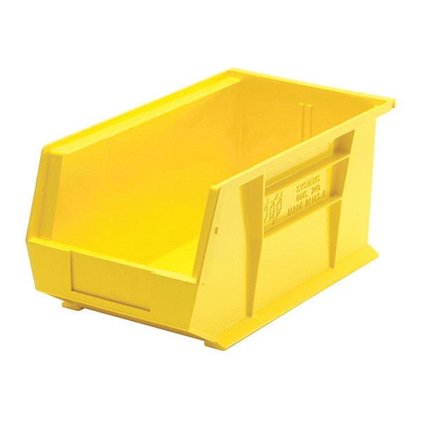 Quantum Storage Systems 60 lb Hang & Stack Storage Bin, Polypropylene, 8-1/4 in W, 7 in H, Yellow, 14-3/4 in L, 3 PK K-QUS240YL-3