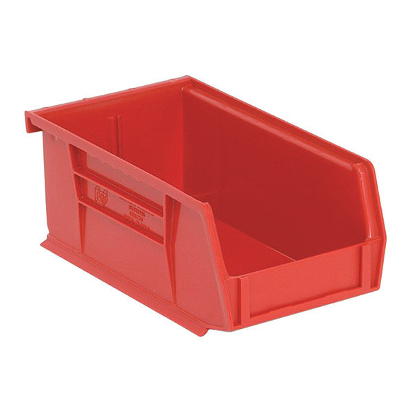 Quantum Storage Systems 10 lb Hang & Stack Storage Bin, Polypropylene, 4-1/8 in W, 3 in H, Red, 7-3/8 in L, 20 PK K-QUS220RD-20