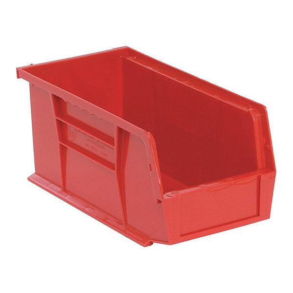 Quantum Storage Systems 30 lb Hang & Stack Storage Bin, Polypropylene, 5-1/2 in W, 5 in H, Red, 10-7/8 in L, 8 PK K-QUS230RD-8