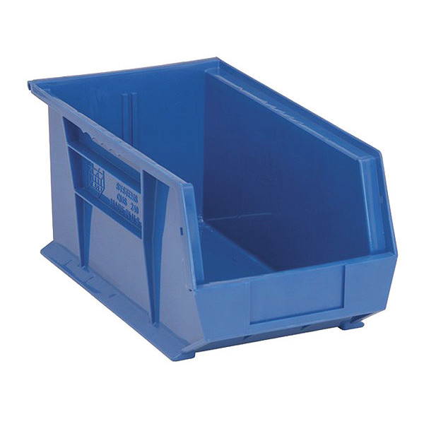 Quantum Storage Systems 60 lb Hang & Stack Storage Bin, Polypropylene, 8-1/4 in W, 7 in H, 14-3/4 in L, Blue, 3 PK K-QUS240BL-3