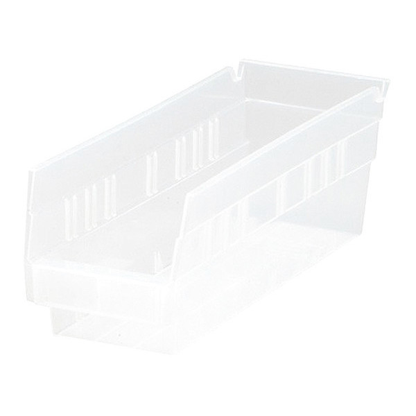 Quantum Storage Systems 50 lb Shelf Storage Bin, Polypropylene, 4-1/8 in W, 4 in H, Clear, 11-5/8 in L, 10 PK K-QSB101CL-10