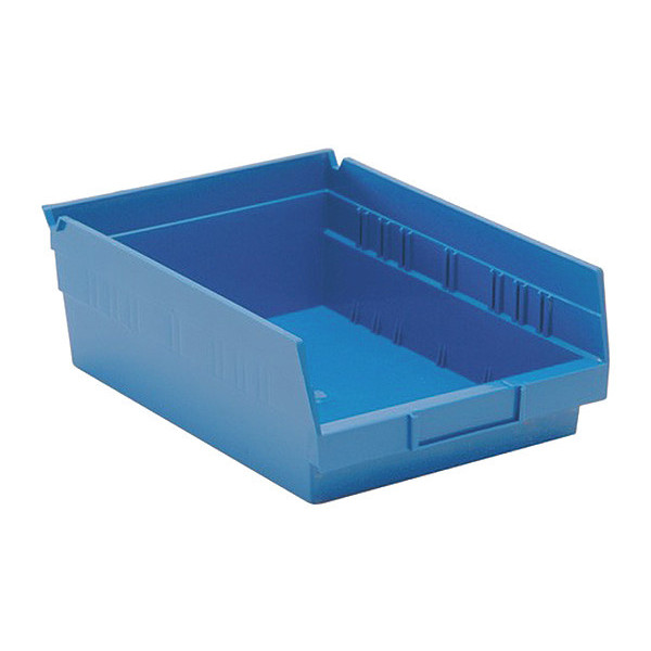 Quantum Storage Systems 50 lb Shelf Storage Bin, Polypropylene, 6-5/8 in W, 4 in H, 11-5/8 in L, Blue, 8 PK K-QSB107BL-8