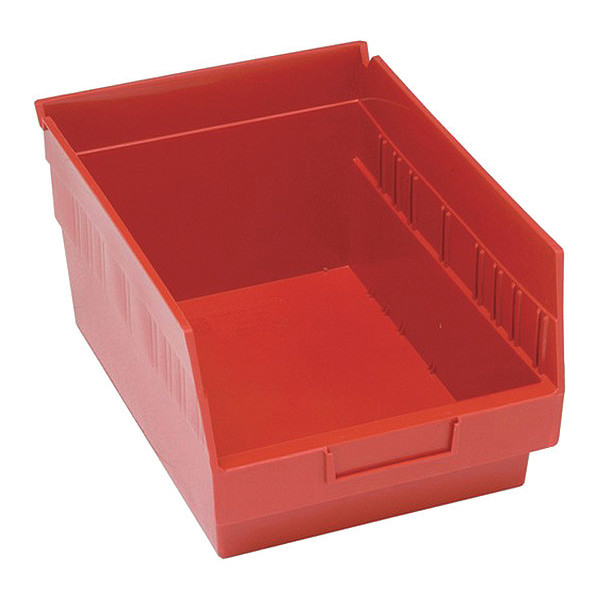 Quantum Storage Systems 50 lb Shelf Storage Bin, Polypropylene, 8-3/8 in W, 6 in H, 11-5/8 in L, Red, 8 PK K-QSB207RD-8